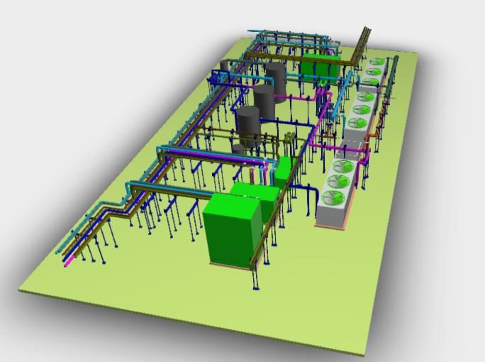 Coordinated 3D BIM model of MEP piping and ductwork